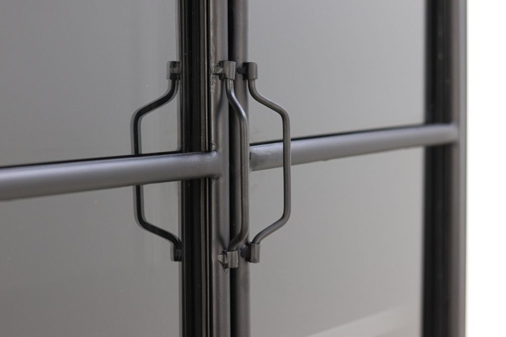 Vitrinekast Manhattan - 80x45x180 - Zwart - Metaal/glas-Vitrinekasten-HSM Collection