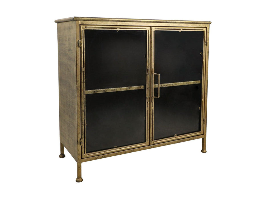 Vitrinekastje Fletcher - 93x42x90 - Antique Gold - Metaal/glas-Vitrinekasten-HSM Collection