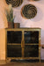 Vitrinekastje Fletcher - 93x42x90 - Antique Gold - Metaal/glas-Vitrinekasten-HSM Collection