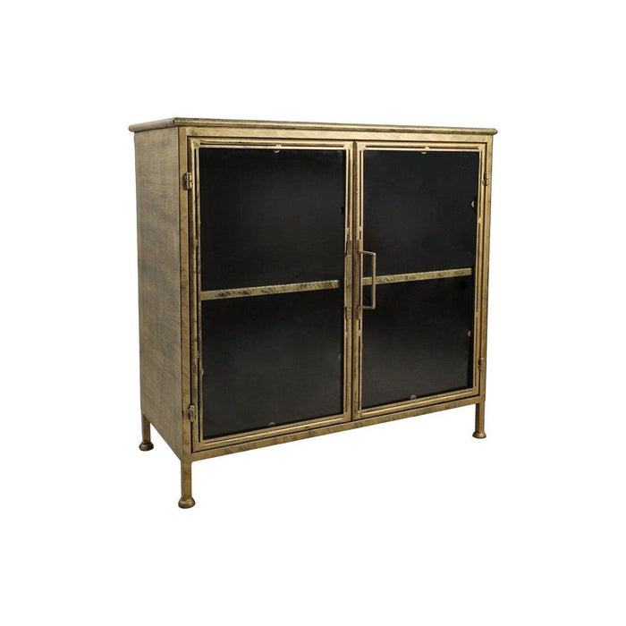 Vitrinekastje Fletcher - 93x42x90 - Antique Gold - Metaal/glas-Vitrinekasten-HSM Collection