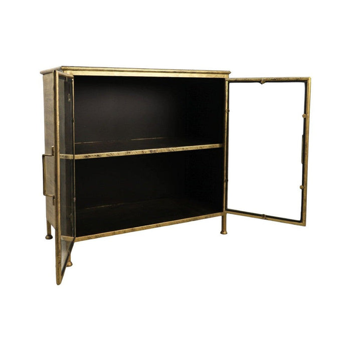 Vitrinekastje Fletcher - 93x42x90 - Antique Gold - Metaal/glas-Vitrinekasten-HSM Collection