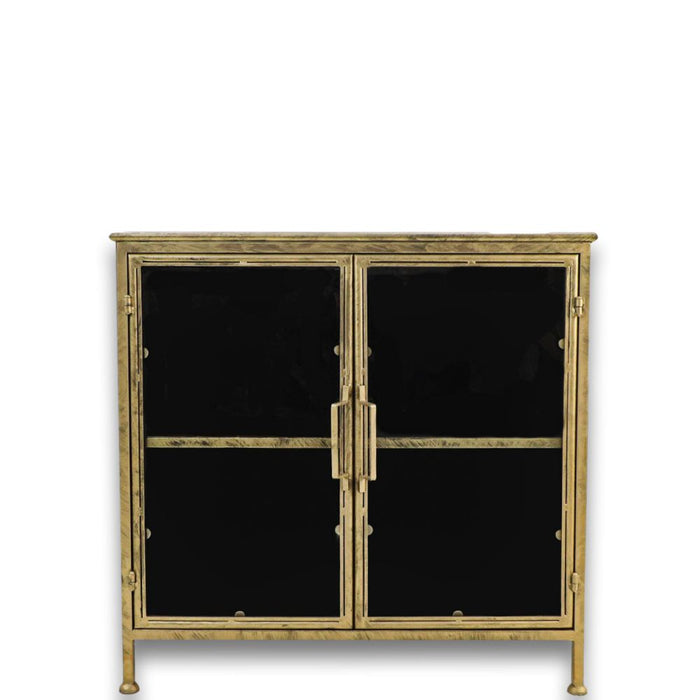 Vitrinekastje Fletcher - 93x42x90 - Antique Gold - Metaal/glas-Vitrinekasten-HSM Collection