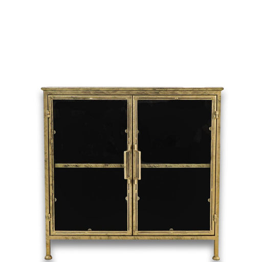 Vitrinekastje Fletcher - 93x42x90 - Antique Gold - Metaal/glas-Vitrinekasten-HSM Collection