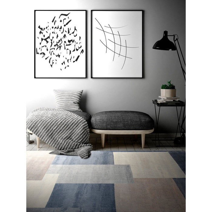 Vloerkleed Alan 1 Grijs Blauw 160x230-Rechthoekige vloerkleden-Spits