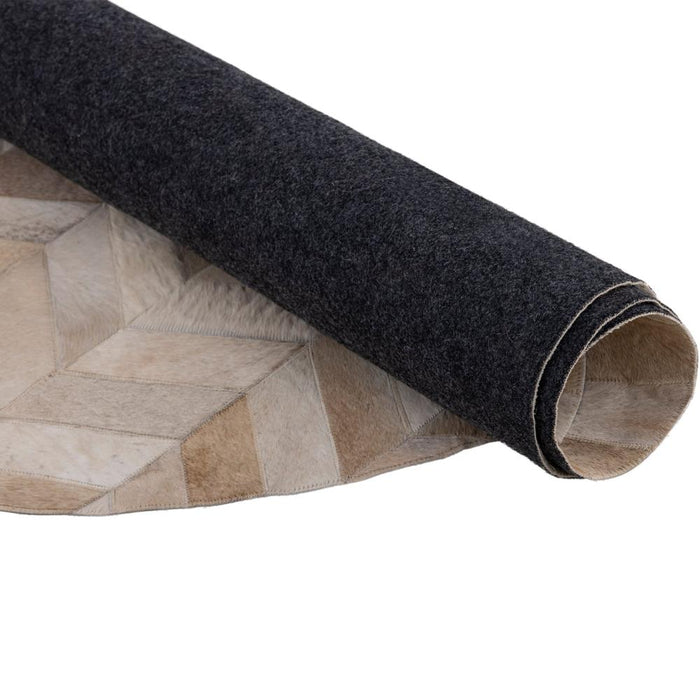 Vloerkleed Joanne Beige Cowhair Patchwork Tapijt Ovaal L-Rechthoekige vloerkleden-PTMD