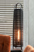 Zwarte vloerlamp van 100 cm hoog met een stoffen kap en open frame, ideaal voor sfeervolle interieurverlichting.