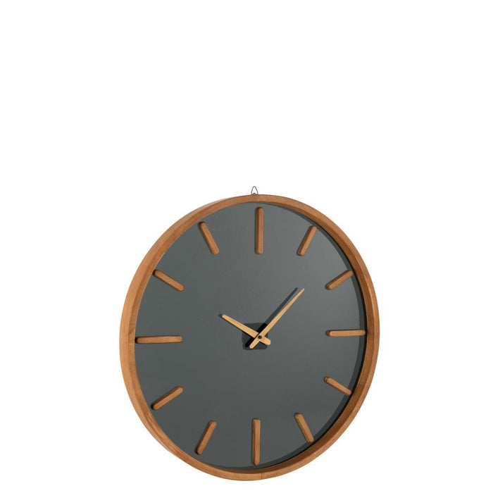 Wall Clock Round Wood/Glass Brown/Black Medium-Klokken-J-Line