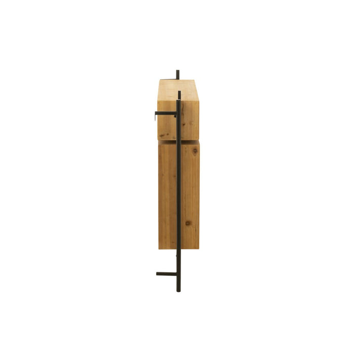 Wall Coat Rack met Spiegel Tina Fir Hout | Iron Zwart | Natuurlijk-Kapstokken-J-Line