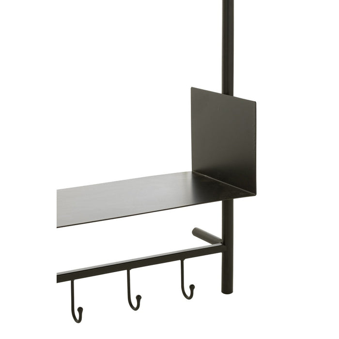 Wall Coat Rack met Spiegel Tina Fir Hout | Iron Zwart | Natuurlijk-Kapstokken-J-Line