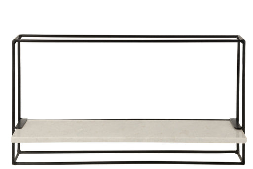 Wall Rack 1Plank Iron/Marble Black/White Large-Wandplanken-J-Line