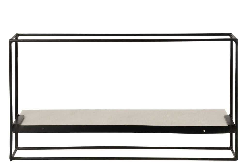 Wall Rack 1Plank Iron/Marble Black/White Large-Wandplanken-J-Line