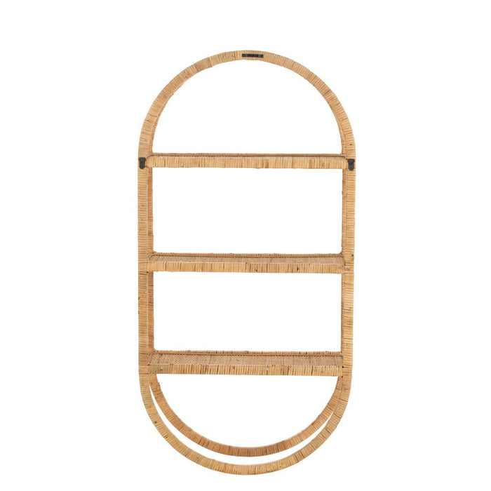 Wall Rack Oval 3 Planks Pliable Rattan Natuurlijk-Vakkenkasten-J-Line