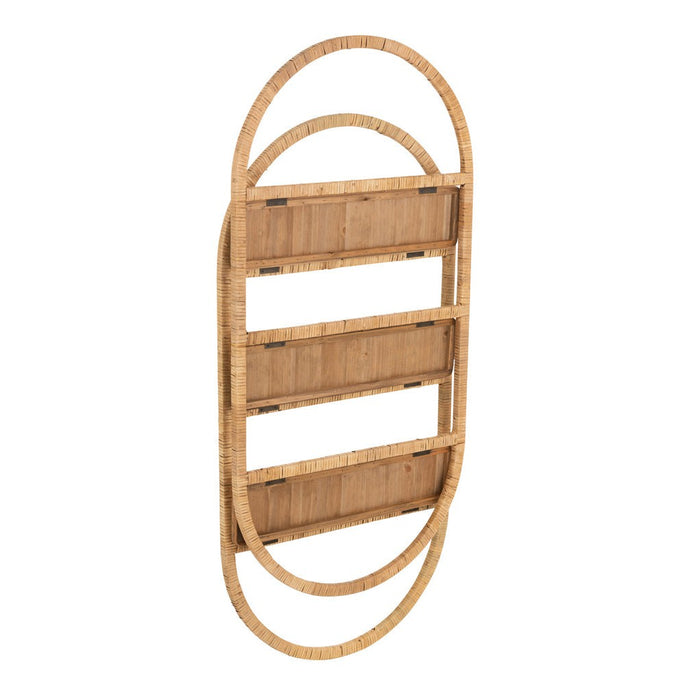 Wall Rack Oval 3 Planks Pliable Rattan Natuurlijk-Vakkenkasten-J-Line