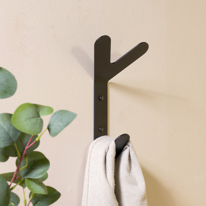 Wandhaak FRONDO Hook Staal Zwart 16x8.5x37.5cm Spinder Design-Kapstokken-Spinder