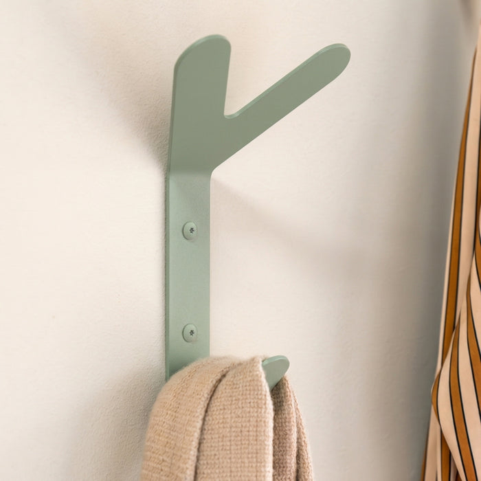 Wandhaak FRONDO Staal Dusty Green 16x8.5x37.5cm Spinder Design-Kapstokken-Spinder