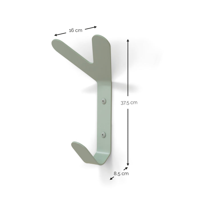 Wandhaak FRONDO Staal Dusty Green 16x8.5x37.5cm Spinder Design-Kapstokken-Spinder