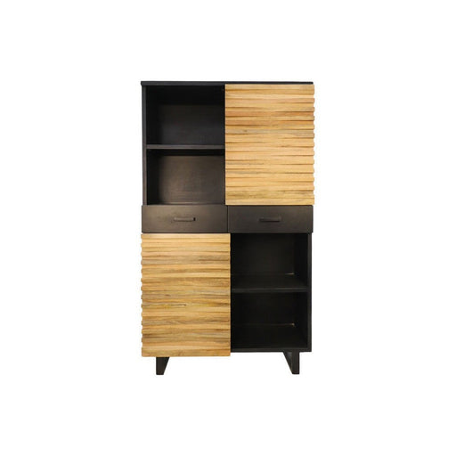 Wandkast Lille - 110x45x190 - Naturel/zwart - Acaciahout/metaal-Opbergkasten-HSM Collection