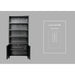 Wandkast met 4 vakken - 100x42x215 - Zwart - Teak veneer-Vakkenkasten-HSM Collection