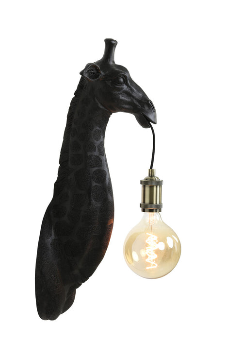 Wandlamp 20,5x19x61 cm GIRAFFE mat zwart-Wandlampen-Light & Living