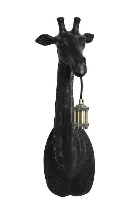 Wandlamp 20,5x19x61 cm GIRAFFE mat zwart-Wandlampen-Light & Living