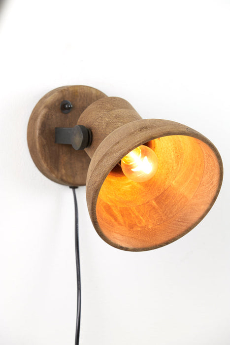 Wandlamp Ilanio - Donkerbruin/Zwart - 21x17x19cm-Wandlampen-Light & Living