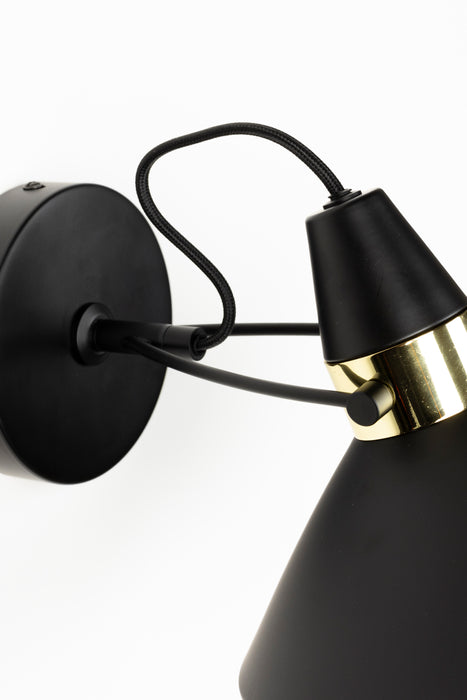Wandlamp Jona Metaal Zwart Ø19.5x15 cm E27-Tafellampen-Creating Home