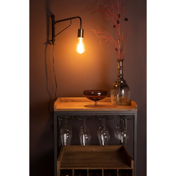 Wandlamp Lasse Metaal Zwart 38x4 cm E27-Tafellampen-Creating Home