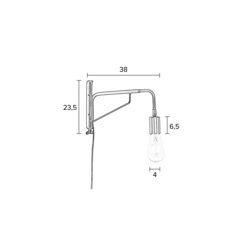Wandlamp Lasse Draaiarm Iron Zwart 38x4x23.5 cm-Wandlampen-Creating Home