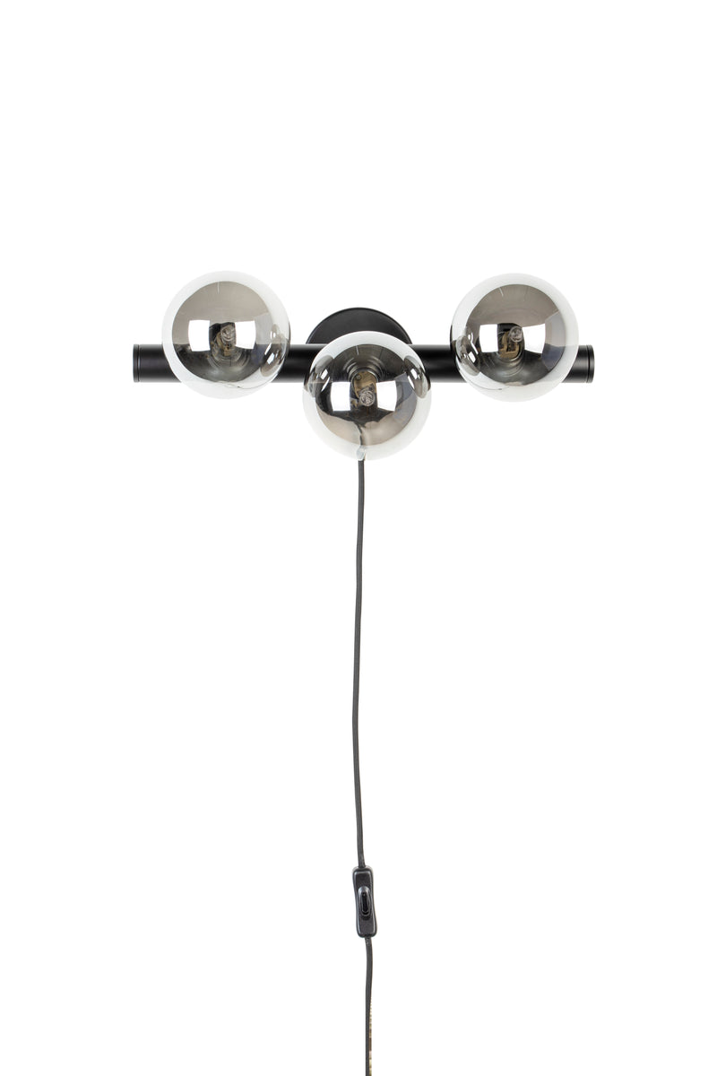 Wandlamp Monica Aanwinst Glass Zwart 18.5x38x15 cm-Wandlampen-Creating Home
