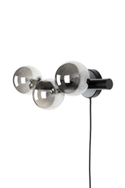 Wandlamp Monica Aanwinst Glass Zwart 18.5x38x15 cm-Wandlampen-Creating Home