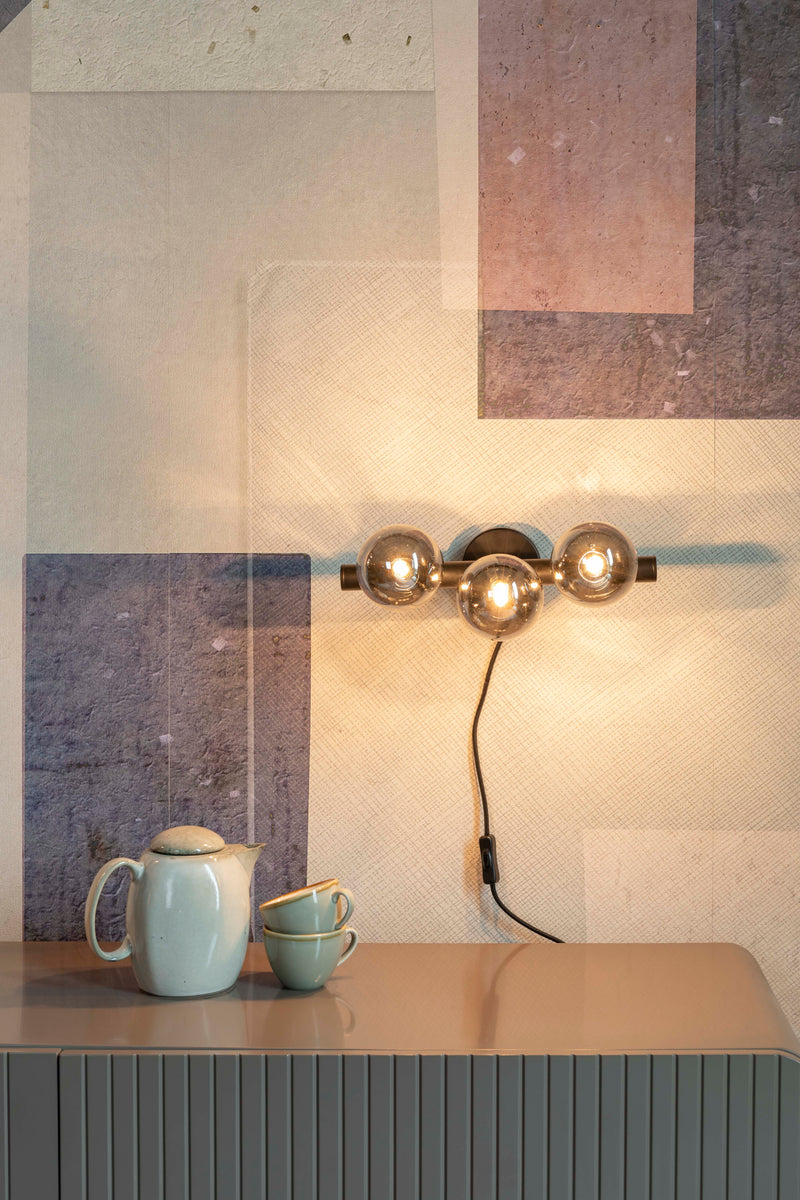 Wandlamp Monica Aanwinst Glass Zwart 18.5x38x15 cm-Wandlampen-Creating Home