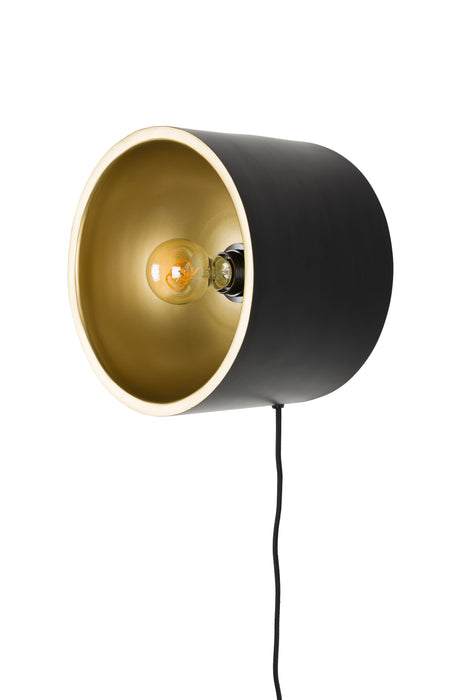 Wandlamp Sunny Rond M Metaal Zwart 18x24 cm E27-Tafellampen-Creating Home