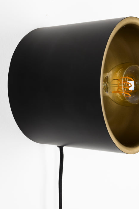 Wandlamp Sunny Rond S Metaal Zwart 17x15 cm E27-Tafellampen-Creating Home