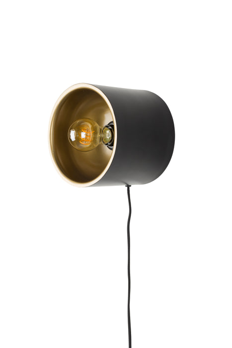 Wandlamp Sunny Rond S Metaal Zwart 17x15 cm E27-Tafellampen-Creating Home