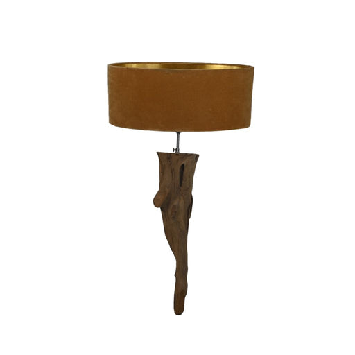 Wandlamp met Ovale Kap-38x19x90-Bruin/Beige-Teak/Stof-Wandlampen-HSM Collection