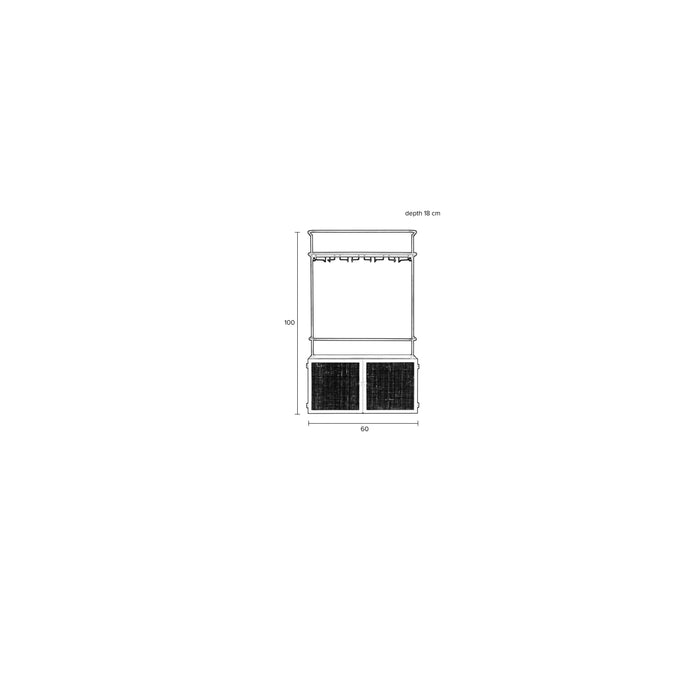 Wandplank Guuji MDF, Metaal Zwart 18x60 cm