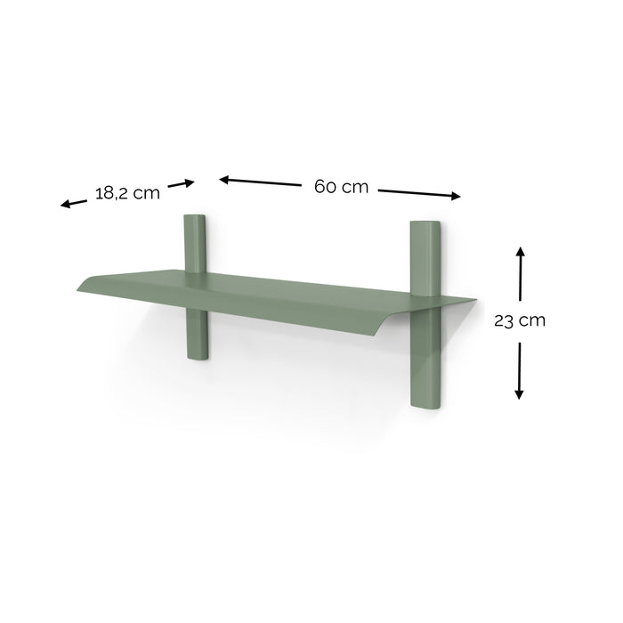 Wandplank HOLA 2 Staal Dusty Green 60x18.2x23cm Spinder Design-Wandplanken-Spinder