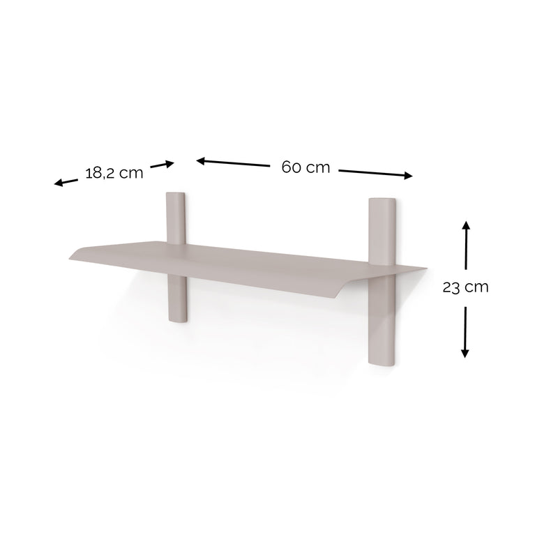 Wandplank HOLA 2 Staal Silky Taupe 60x18.2x23cm Spinder Design-Wandplanken-Spinder