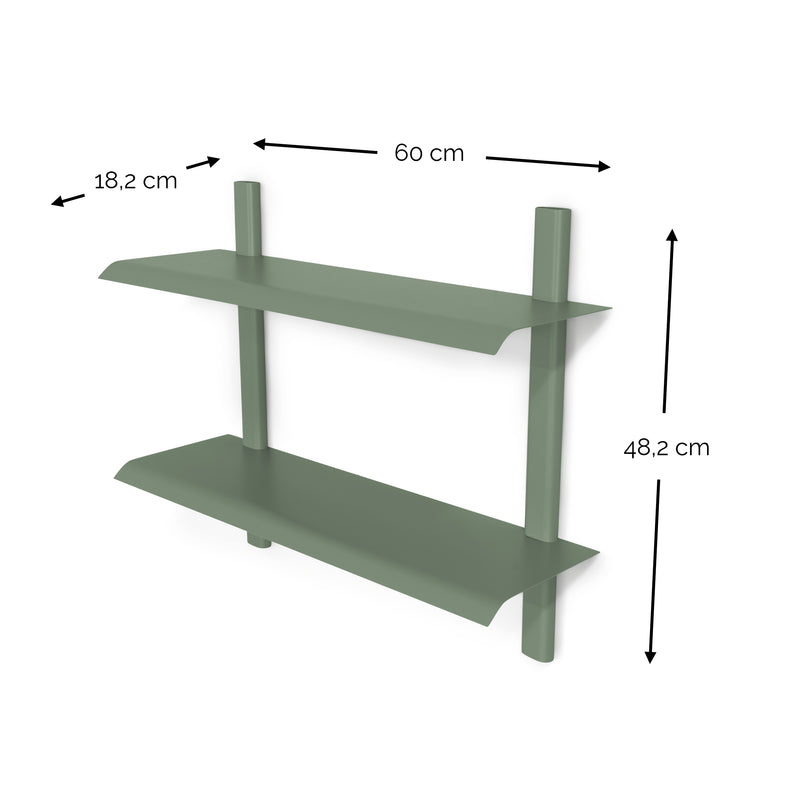 Wandplank HOLA 3 Staal Dusty Green 60x18.2x48.2cm Spinder Design-Wandplanken-Spinder