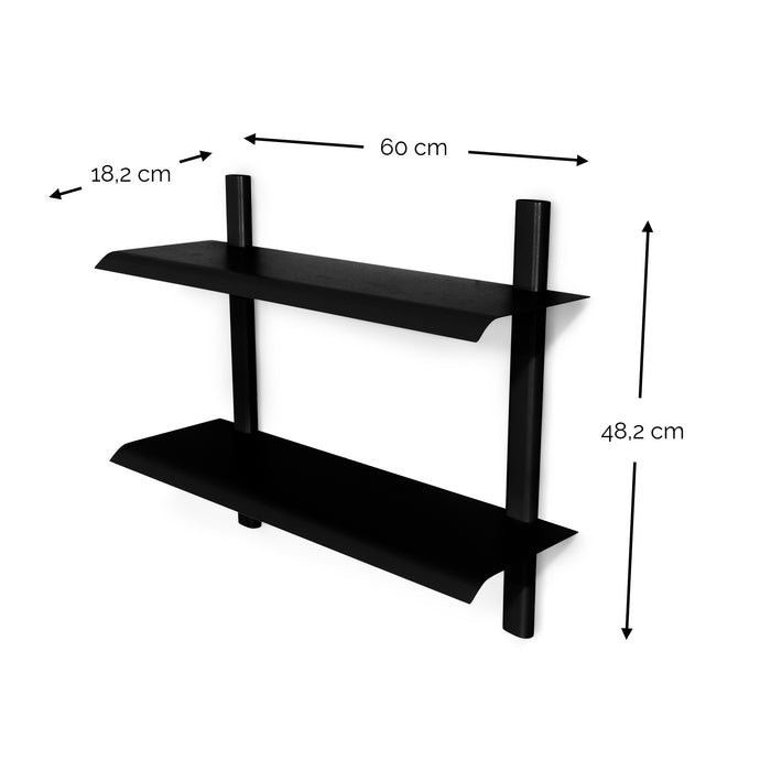 Wandplank HOLA 3 Staal Zwart 60x18.2x48.2cm Spinder Design-Wandplanken-Spinder