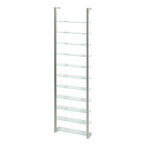 Wandplank Wandrek CUBIC 11 Staal Nikkel Helder Glas 46x13x167cm-Wandplanken-Spinder
