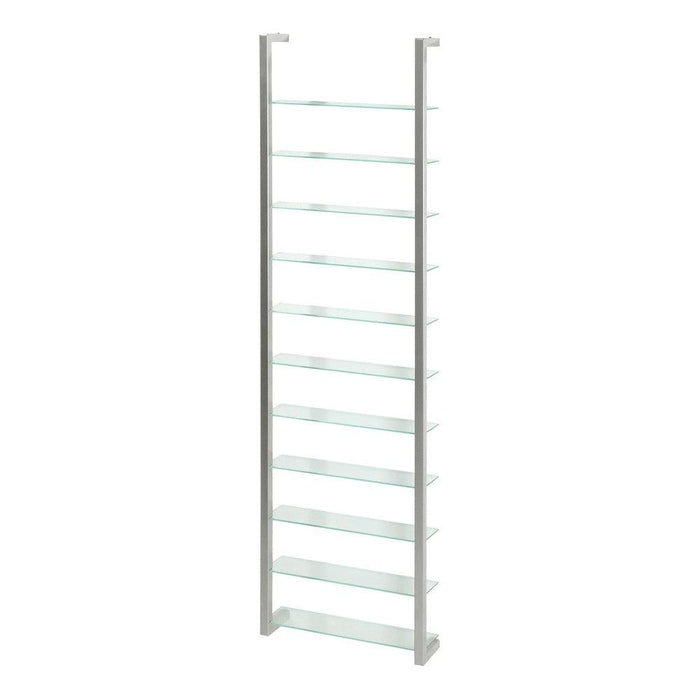 Wandplank Wandrek CUBIC 11 Staal Nikkel Helder Glas 46x13x167cm-Wandplanken-Spinder