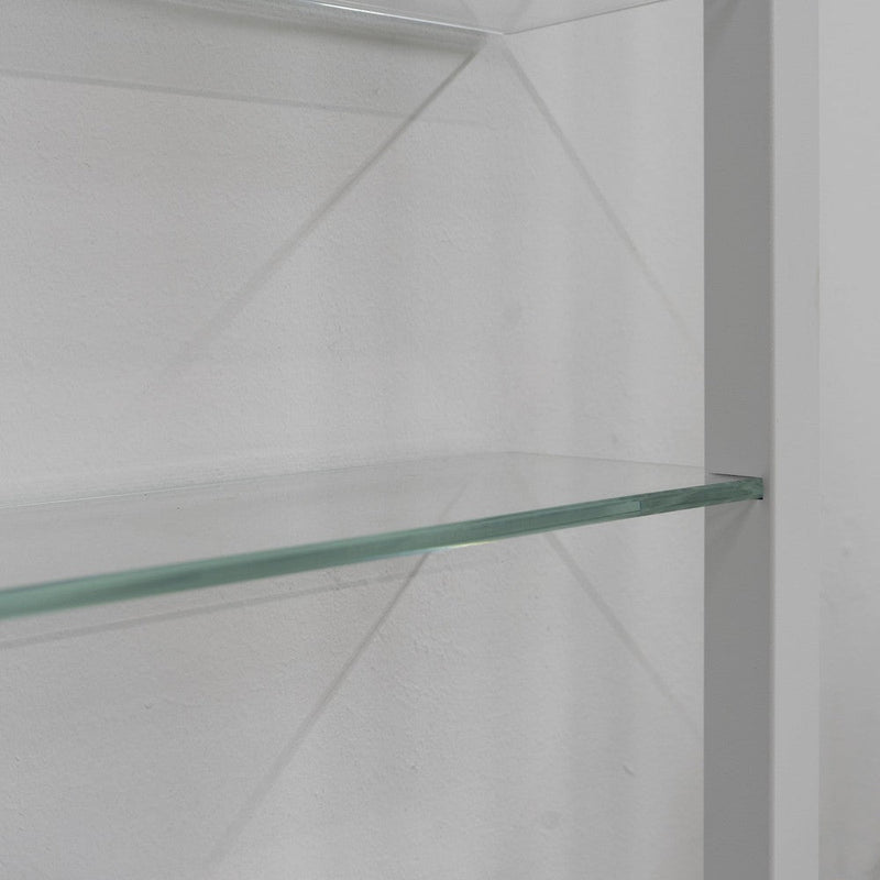 Wandplank Wandrek CUBIC 11 Staal Wit Helder Glas 46x13x167cm-Wandplanken-Spinder