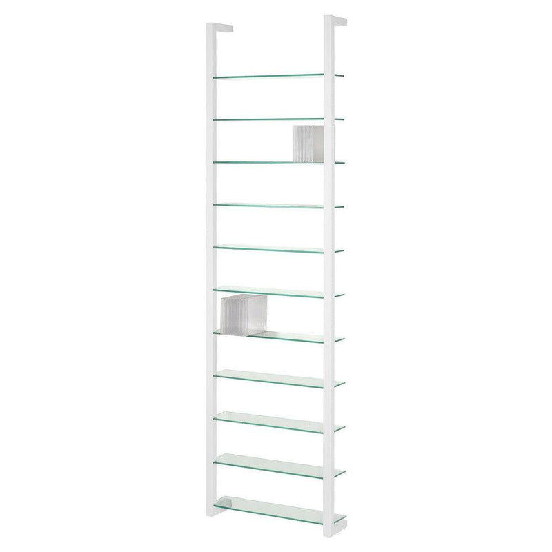 Wandplank Wandrek CUBIC 11 Staal Wit Helder Glas 46x13x167cm-Wandplanken-Spinder