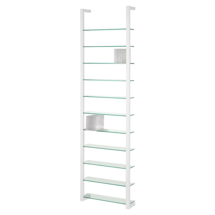 Wandplank Wandrek CUBIC 11 Staal Wit Helder Glas 46x13x167cm-Wandplanken-Spinder