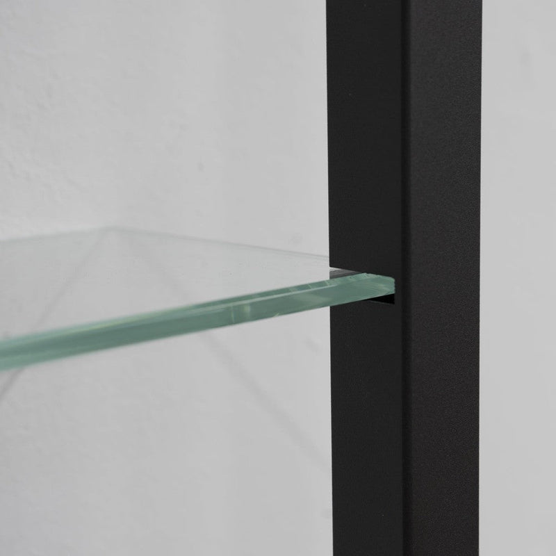 Wandplank Wandrek CUBIC 11 Staal Zwart Helder Glas 46x13x167cm-Wandplanken-Spinder