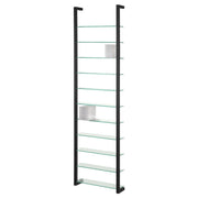 Wandplank Wandrek CUBIC 11 Staal Zwart Helder Glas 46x13x167cm-Wandplanken-Spinder