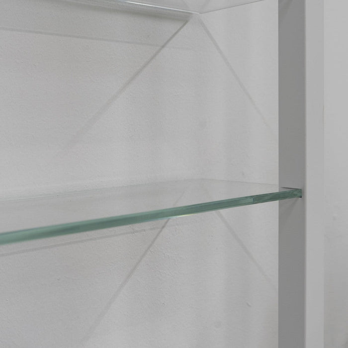 Wandplank Wandrek CUBIC 7 Staal Wit Helder Glas 46x13x167cm-Wandplanken-Spinder