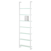 Wandplank Wandrek CUBIC 7 Staal Wit Helder Glas 46x13x167cm-Wandplanken-Spinder