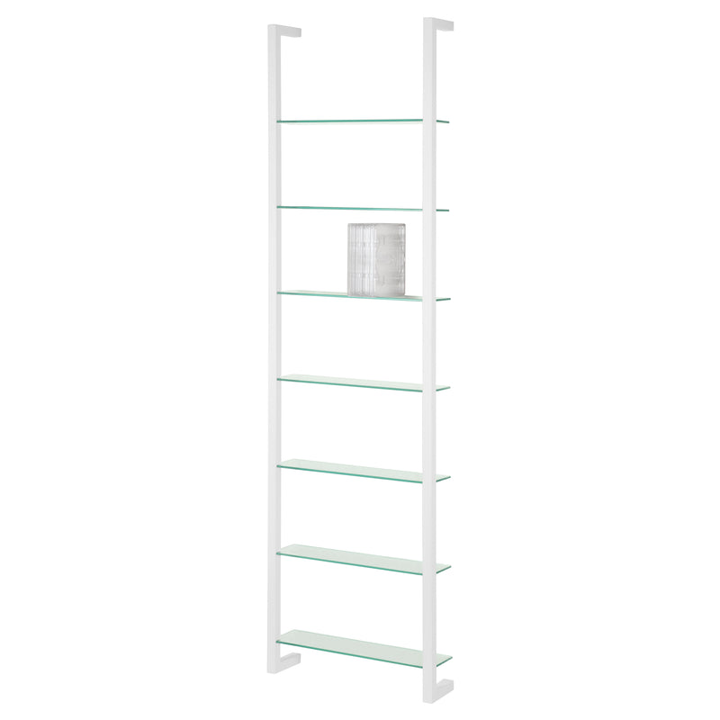 Wandplank Wandrek CUBIC 7 Staal Wit Helder Glas 46x13x167cm-Wandplanken-Spinder